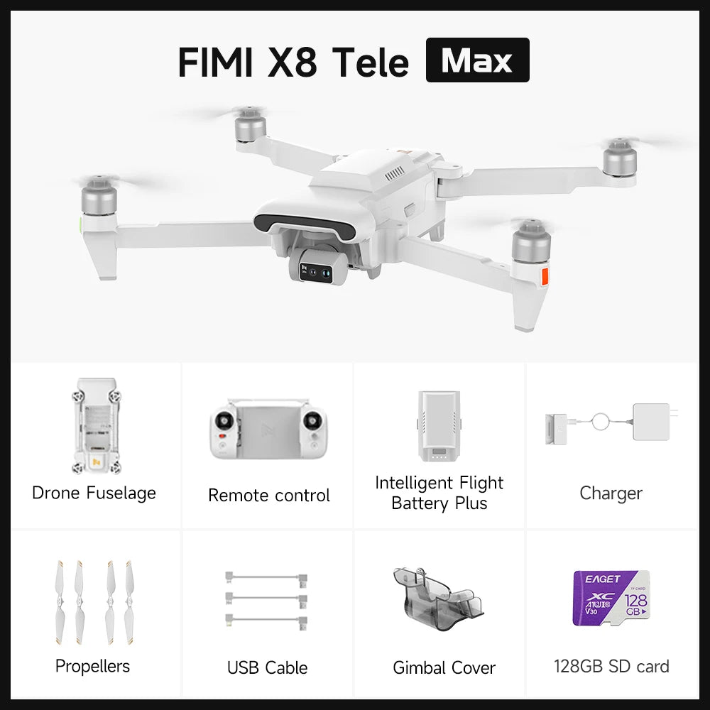 FIMI X8 Tele Max – 4K Dual Camera Drone, 20km Range, AI Night Vision