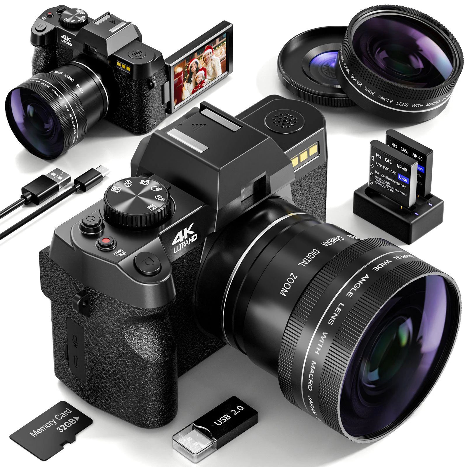 "NBD 48MP 4K Vlogging Camera – WiFi, App Control & Dual Batteries"