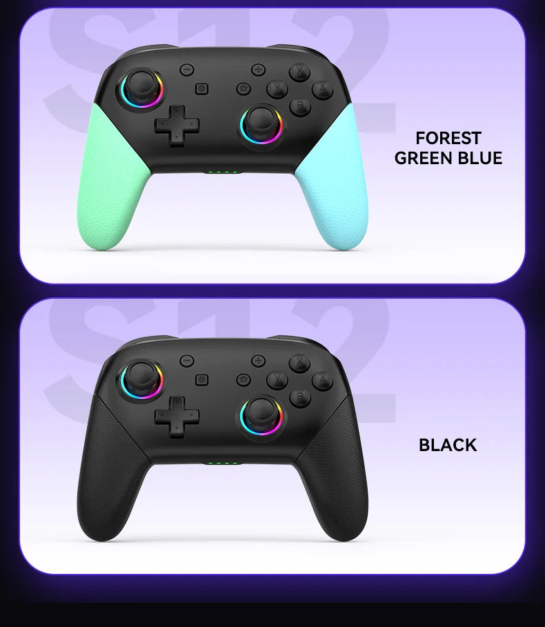 Wireless RGB Game Controller for Switch OLED / Lite – Turbo, Programmable, 600/1000mAh Battery