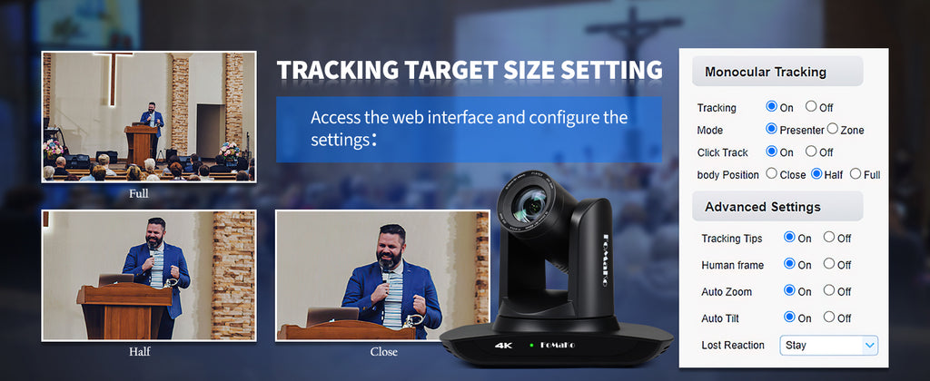 "FoMaKo 4K PTZ Camera – 20X Zoom, AI Auto-Tracking, HDMI, PoE (3pcs) for Church & Education"